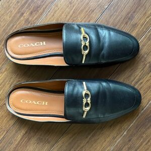 Coach, Sienna Leather Slides, Black, Size 9